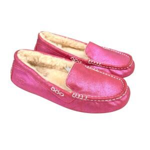 UGG Ansley Pink Metallic Sparkle Slippers Womens 8 Ltd Edition Moccasins